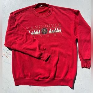 Men's Vintage Vancouver Sweatshirt Red Spell-Out XL Canada British Columbia 90s